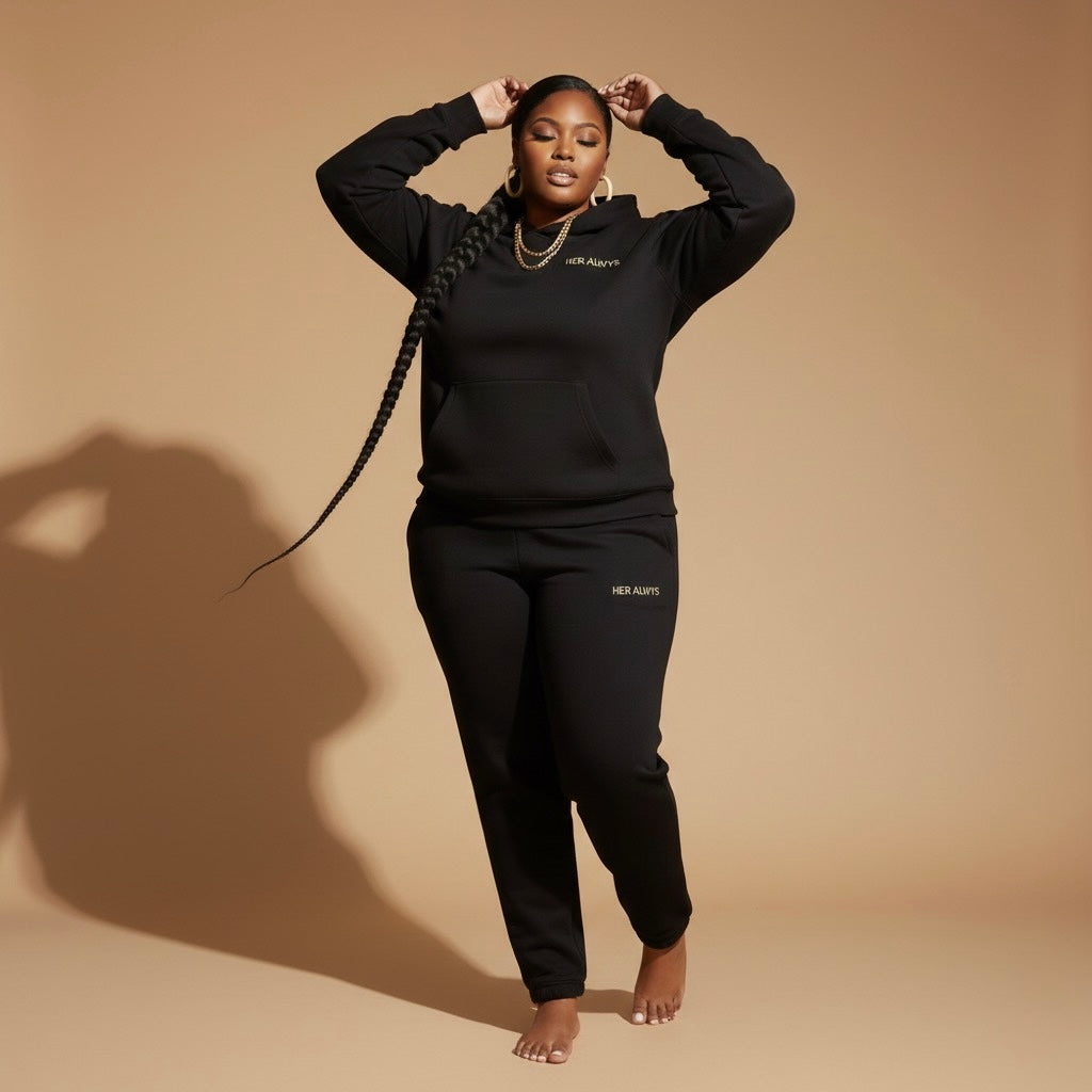 HER ALWYS ALREADY HER Essential Hoodie-Black