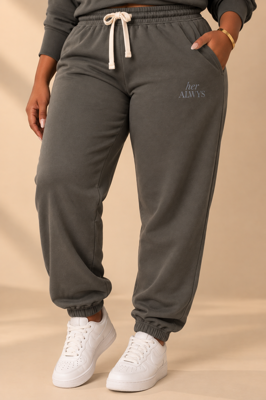 her ALWYS joggers, pepper