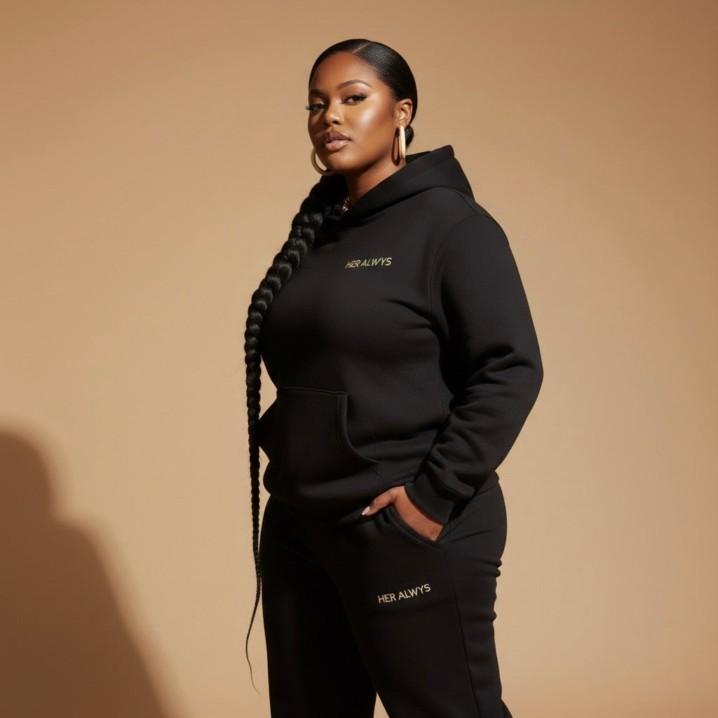 HER ALWYS ALREADY HER Essential Hoodie-Black