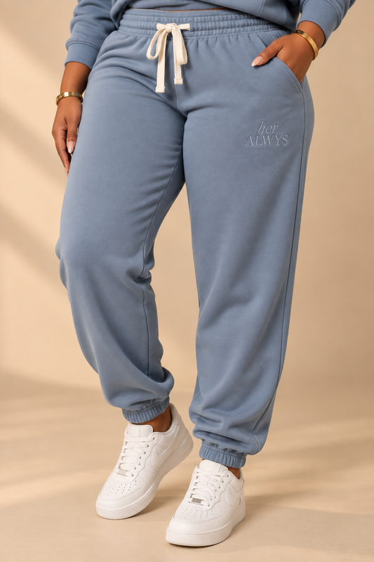 her ALWYS joggers, blue