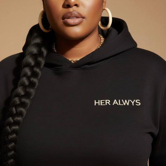 HER ALWYS ALREADY HER Essential Hoodie-Black