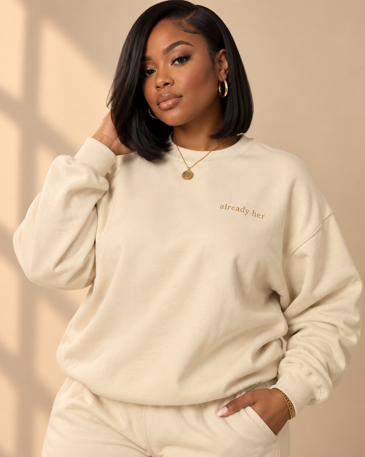 already her crewneck, cream